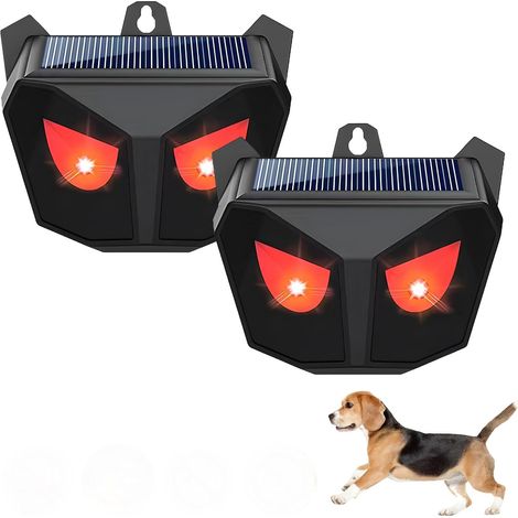 Répulsif solaire pour animaux , lot de 2 répulsifs solaires pour animaux de nuit avec lumière LED rouge, dispositifs de dissuasion pour mouffettes, renards, mouffettes et ratons laveurs (1/5)