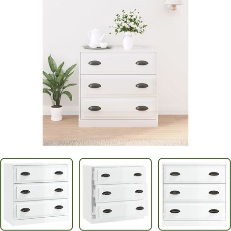 vidaXL Hochglanz-Weiß - Sideboard Hochglanz-Weiß 70x35,5x67,5 cm Holzwerkstoff (1/5)