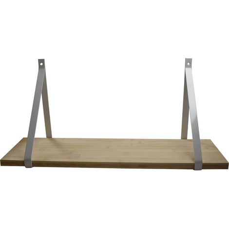 Étagère murale Bambou 60x19 cm avec support métal blanc