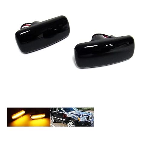 2x Clignotants latéraux à lentille fumée noire LED ambre répéteur de marquage pour Cherokee Liberty KK Commander Compass Grand Cherokee MK III IV Patriot Caliber Nitro (1/5)