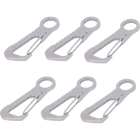 Lot de 6 porte-clés multifonctionnels en acier inoxydable avec boucle de suspension rapide, couleur argent. (1/5)
