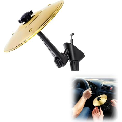 Mini cymbale de voiture - Clip de grille d'aération - Accessoire d'instrument de musique amusant - Pour tableau de bord et intérieur (doré métallique) (1/5)