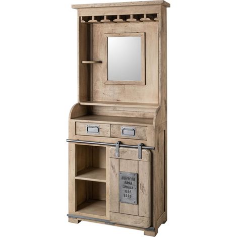 Meuble bar 75x35 Manguier laqué blanchi RAILWAY 341 (1/3)
