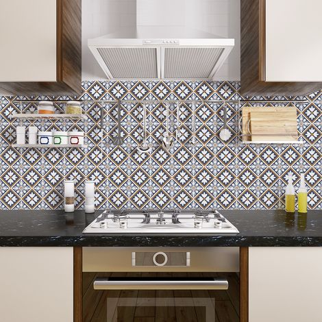 Sticker Mural Carrelage adhésif Cuisine Salle de Bain - 30 STICKERS CARRELAGES AZULEJOS LOANA - 30stickers10x10cm (1/5)
