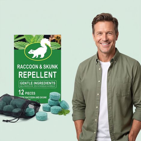 Abwehrtabletten gegen Waschbären und Stinktiere – Milder Duft, geeignet für den täglichen Gebrauch im Haushalt, unauffällig in verschiedenen Situationen. Praktische Tablettenpackung – 12 Stück. -- BIE (1/5)
