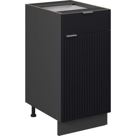 Küchenschränke Fame-Line, Schwarz gestreift, 40 cm ohne Arbeitsplatte, Vicco