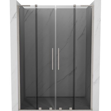 Mexen Velar L Duo Schiebetüren für die Dusche 150 cm, Graphit, gebürsteter Nickel - 871-150-003-42-97