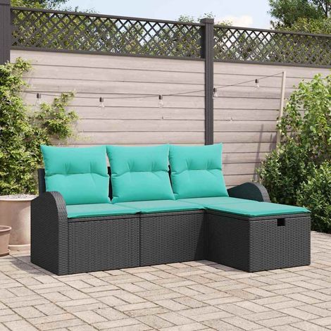 Teenpull – Gartensofa-set 4 Stk. Schwarz Poly-Rattan (1/5)