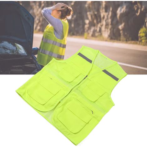 Gilet réfléchissant en maille vert fluo, gilet de bénévole, gilet publicitaire en maille, grand gilet en maille, 2XL vert fluo (1/5)
