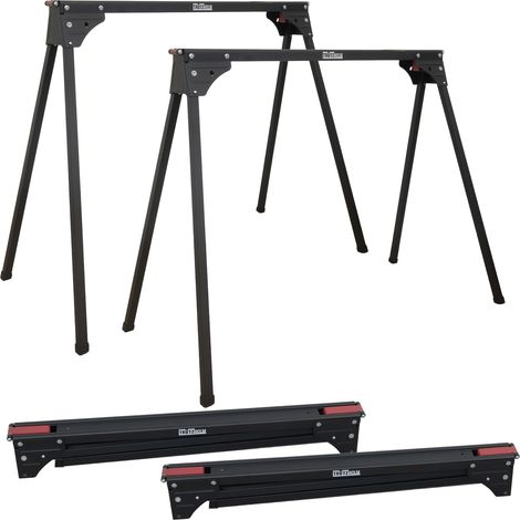 2x Arbeitsbock klappbar bis 1000 kg Stahl pulverbeschichtet schwarz rot Gerüstbock Unterstellbock