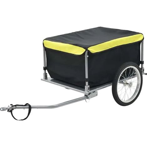 Remolque para transporte de bicicletas, estructura de acero, 136 cm x 72 cm x 58 cm, capacidad de carga de 65 kg, diseño plegable, tiras reflectantes de seguridad. (1/5)