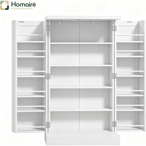 Meuble de rangement blanc avec étagères en blanc bois 60 x 30 x 104 cm HOMAIRE (1/5)