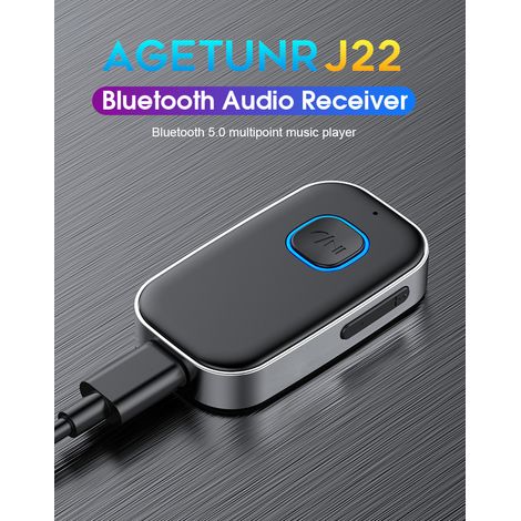 Recepteur Bluetooth 5.0 Voiture, Adaptateur Bluetooth Voiture 3,5mm AUX Jack avec sans Fil Réduction du Bruit pour Stéréo Voiture/Stéréo Domestique/Casque Filaire/Haut-Parleur/Mains Libres