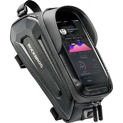 Gepanzerte Fahrradrahmentasche mit Handy- und Navigationsfach, 1,7 l – schwarz