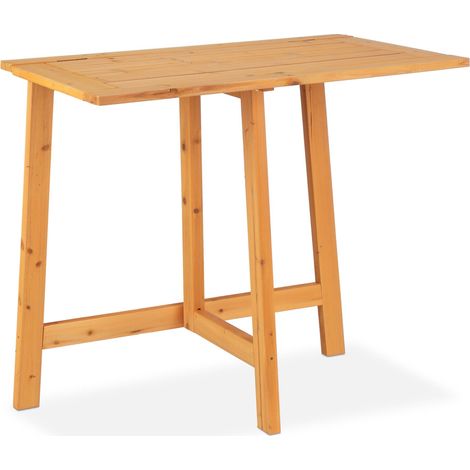 Table pliante rectangulaire jardin balcon terrasse 70 x 70 x 75 cm en bois naturel (1/5)