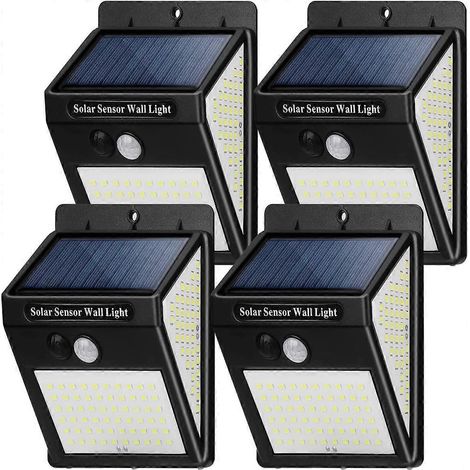 Solar Lights Outdoor, [4 Pack 144 LEDs] Waterproof Solar Light with Motion Sensor, 3 Modes LED Spotlight Solar Security Wireless Wall Sconce Lamp (1/5)