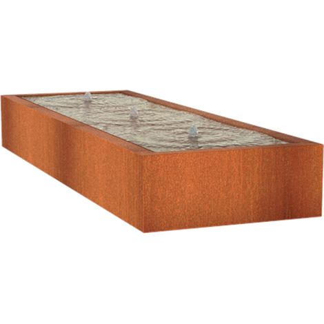 Adezz Wassertisch Corten-Stahl Rost braun/orange Wasserspiel mit Pumpe und LED verschiedene Größen 300x100x40 cm (3 Edelstahldüsen) (1/5)