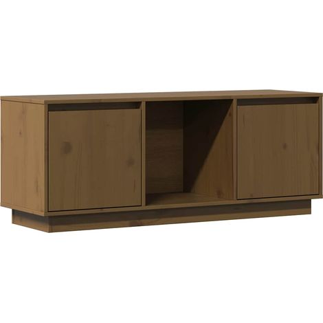 Meuble TV, Étagère TV, Meuble de Salon, Marron miel 110,5x35x44 cm Bois de pin massif OIB1924E (1/5)