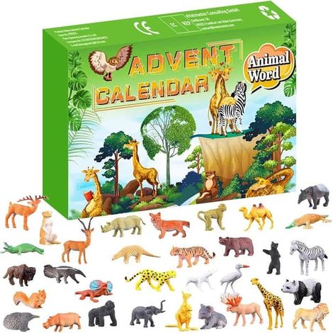 Adventskalender med djurfigurer till julen 2025, 24-dagars nedräkningskalender med figurer, julklappar för pojkar och flickor animal (1/5)