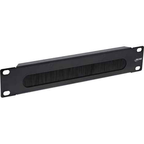 InLine 19109G - Piastra passacavo da 10", con spazzola, 1U, RAL 9005, colore: Nero (1/3)