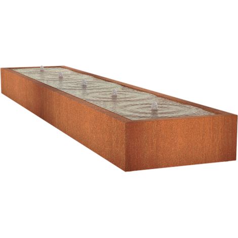 Adezz Wassertisch Corten-Stahl Rost braun/orange Wasserspiel mit Pumpe und LED verschiedene Größen 500x100x40 cm (5 Edelstahldüsen) (1/2)