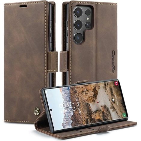 TRAHOO-Coque pour Samsung Galaxy S24 Ultra 5G Case, Etui Protection Housse Premium en Cuir PU,Etui à Rabat Pochette de Portef[J946] (1/5)