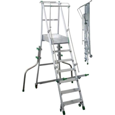 FACAL - Escabeau Aluminium Roulant avec Stabilisateurs Castiglia (1/4)