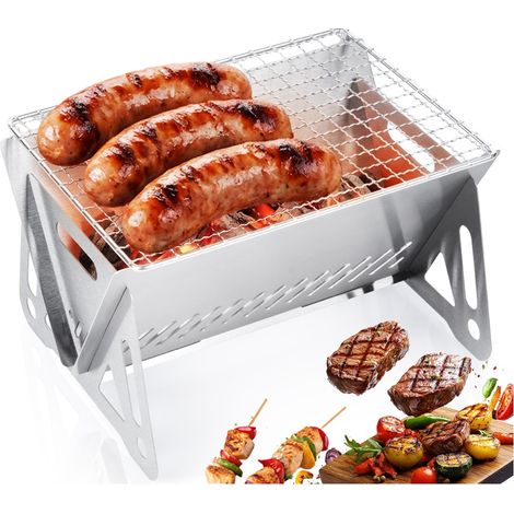 Zusammenklappbarer, tragbarer Holzkohlegrill für Garten, Urlaub, Picknick, klein, 21 cm (1/5)