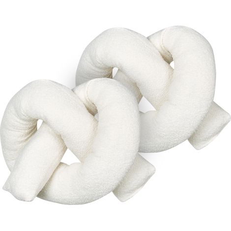 Conjunto de 2 cojines modernos 172 x 14 cm tela afelpada almohada múltiples formas textil decoración accesorios sala de estar dormitorio blanco crema Gladiolus