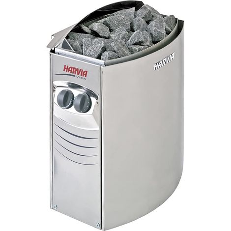 Poolstar – Poêle de sauna électrique 6 kW – Enveloppe en acier inoxydable – Commandes ergonomiques – Installation murale facile