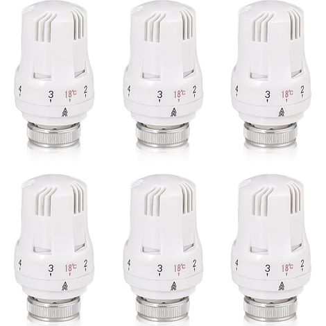 Tete Thermostatique Radiateur, 6 Pièces Tête de Vanne de Radiateur, Robinet Thermostatique Radiateur, M30 X 1,5 Tête de Thermostat, Tête de Radiateur pour Le Bureau et La Maison(A) (1/5)