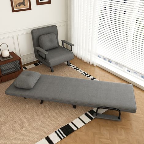 Poltrona relax reclinabile 60 x 60 x 79 cm grigia, rivestimento in ciniglia - CHICFURN (1/5)