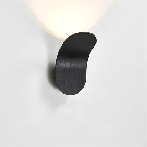 Aplique de pared LED de aluminio para interiores, ideal para iluminación decorativa en salones, lofts y escaleras (negro). (1/4)