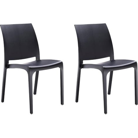 GLOUPIE Set 2 Sedia Volga In Polipropilene Nero,54x46x81Cm,Peso 3,5Kg,Per Interno/Esterno,Made In Italy,Sedie Impilabili (1/5)