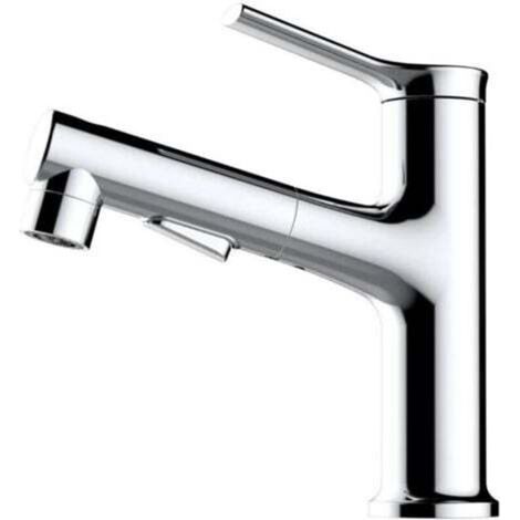 (Chrome) Bathroom faucet with pull-out sprayer - Three water modes, single-hole bathroom faucet, perfect for family and modern bathrooms