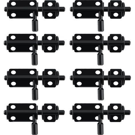 8pcs Verrou Porte Interieure, Loquet Porte Verrou Pratique, Loquet Porte Exterieur pour Armoire, Tiroir et Jardin, en Acier Inoxydable, Noir (1/5)