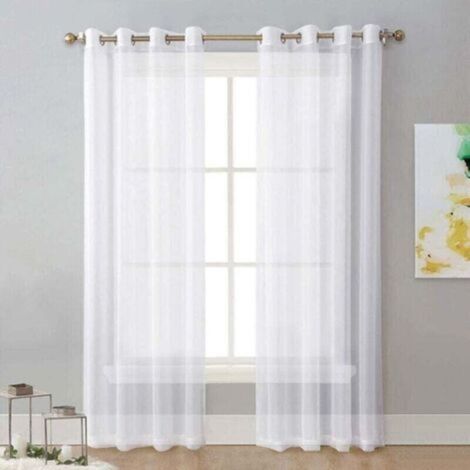 White semi-blackout hollow tulle curtain 132 x 240 cm, two pieces (1/5)