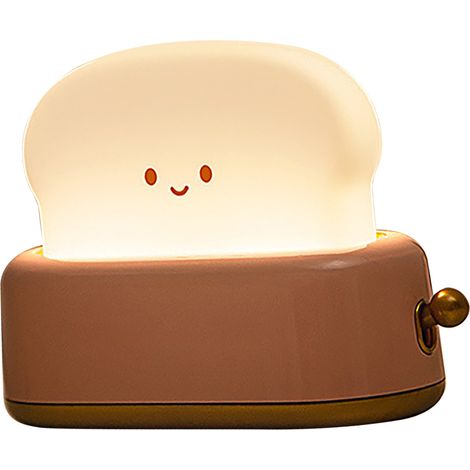 Veilleuse en forme de machine à pain, rechargeable par USB, lampe de bureau LED à intensité variable, rose, pour chambre d'enfant (1/5)