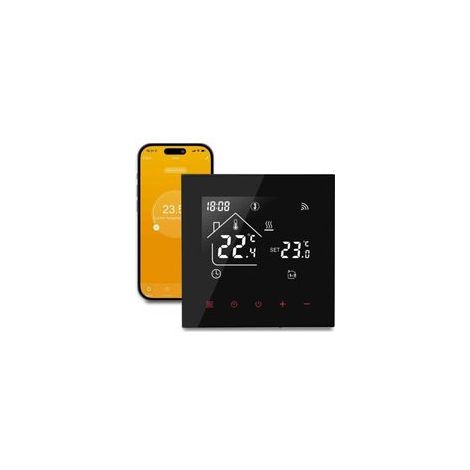 Thermostat Connecté WiFi Maison Connectée Thermostat pour Plancher Chauffant à Eau Thermostats d'ambiance Programmables sans Fil Compatible Alexa, Google Home 3A,Noir (1/4)