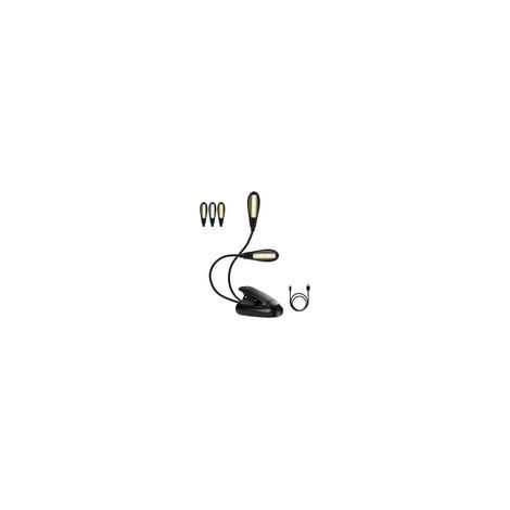 Wiederaufladbare 14-LED-Buchlampe, Klemmleuchte zum Lesen am Bett, Schreibtischlampe, 3 Helligkeitsstufen und 2 flexible Arme zur Ausleuchtung von 2 ganzen Seiten. Ideal für Leseratten und Kinder. (1/5)