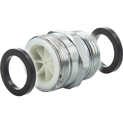 tecuro Aufnahme Adapter Übergangsstück M28 x 1 AG mit Strahlregler x 3/4 Zoll AG, MS hochglanzverchromt