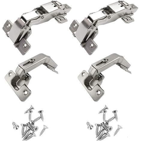 135 Degré Charnière de Porte Pliante d'Angle et 165 Degré Plein Recouvrante Charnieres avec Hydraulique Amortissement pour Placard Cuisine Armoire Meuble Portes à Angle Combiné Lot de 4 (1/5)