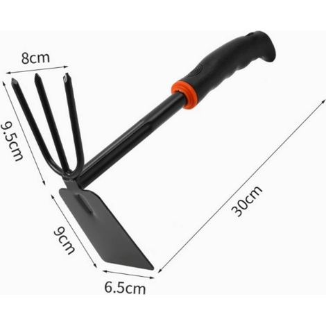 Serfouette panne et fourche, Dents à pointe, Longueur : 30,5 cm, Tête en acier inoxydable, Manche en plastique, Couleurs : Noir/Orange, Ergo, 1027030 (1/5)