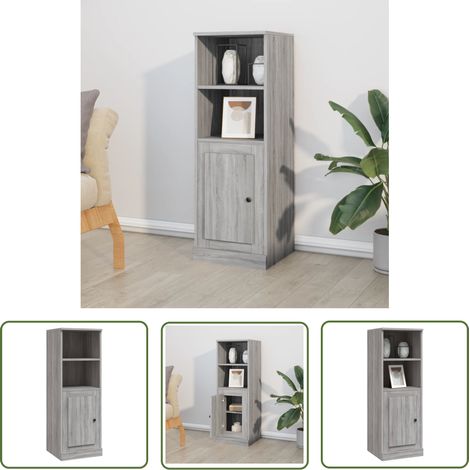 The Living Store Buffet haut sonoma gris 36x35,5x103,5 cm bois d'ingénierie - Buffet Design Moderne - Meuble Rangement Cuisine - Buffet Bas Prix - Buffet Gris - Buffet Salon (1/5)