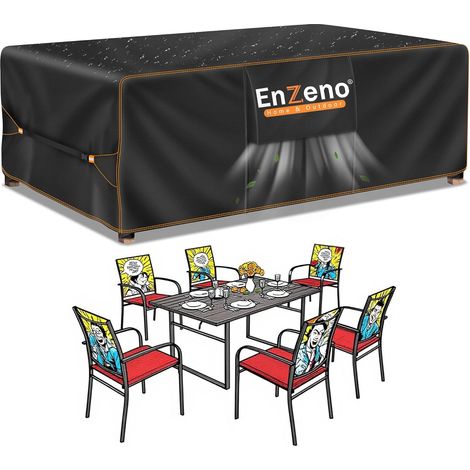 Housse Salon de Jardin Exterieur,Housse Table de Jardin Imperméable,420D Tissu Oxford ,Bache Protection pour Meubles avec évent(200x160x74cm) (1/5)
