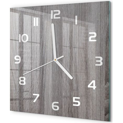 Horloge Murale Carrée Chambre Bureau Verre Silencieuse Design Moderne Élégant Bois 30x30 cm (1/5)