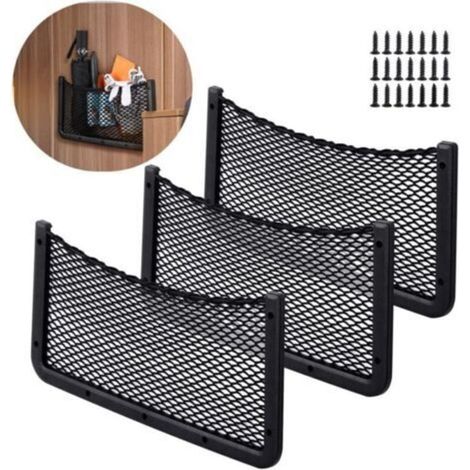 3 Pièces Filet Rangement Voiture - 40 x 20 cm - Filet Élastique en Nylon et PP - Pour Voiture Camping-Car Bateau Maison (1/5)