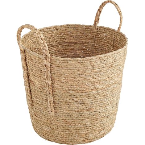 Panier de Rangement - 33 x 33 x 28 cm - Jonc de mer naturel - Poignées Intégrées - Jouets, Vêtements, Linge, Accessoires - Salle de bain, Chambre, Salon - Style Bohème (1/5)