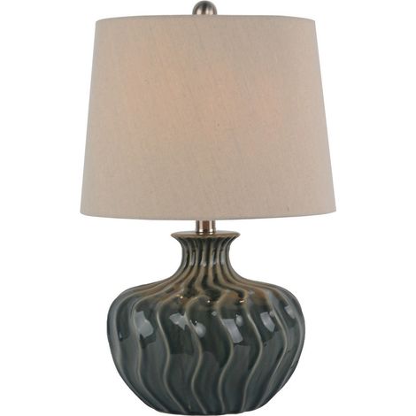 Veyla Table Lamp with Linen Shade - Ceramic - L33 x W33 x H51 cm - Black