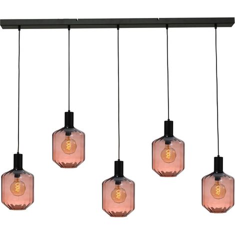 Lampe suspendue 5 lumières - noire - Porto avec lunettes rouges Jagger - Ø 24cm - 2711-05-05-130-5-9